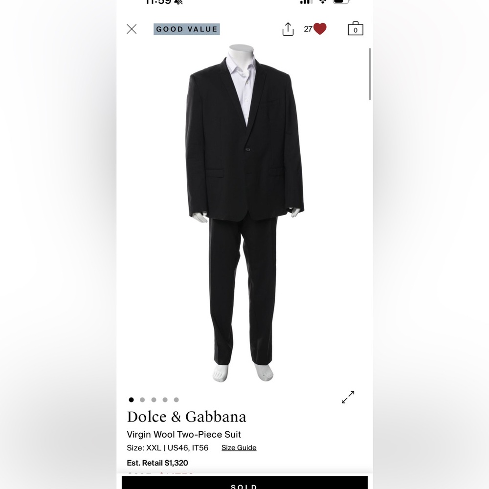 Dolce & Gabbana Classic Black Suit